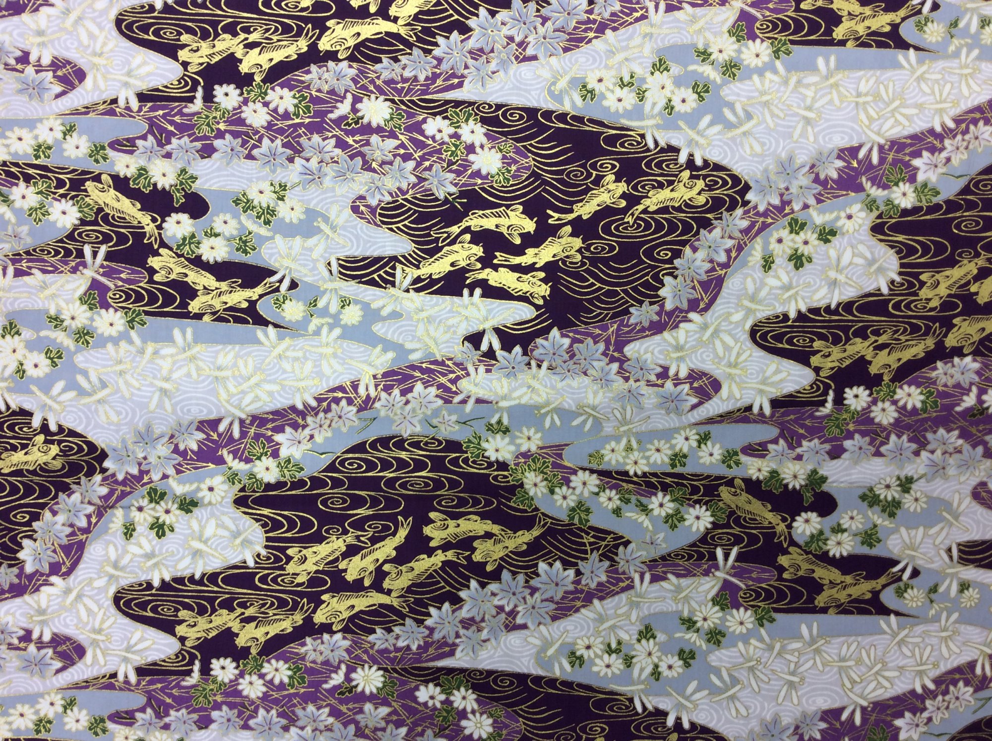 Last Piece! Asian Exotic Dragonfly Koi Fish Japan Purple Gold Wave