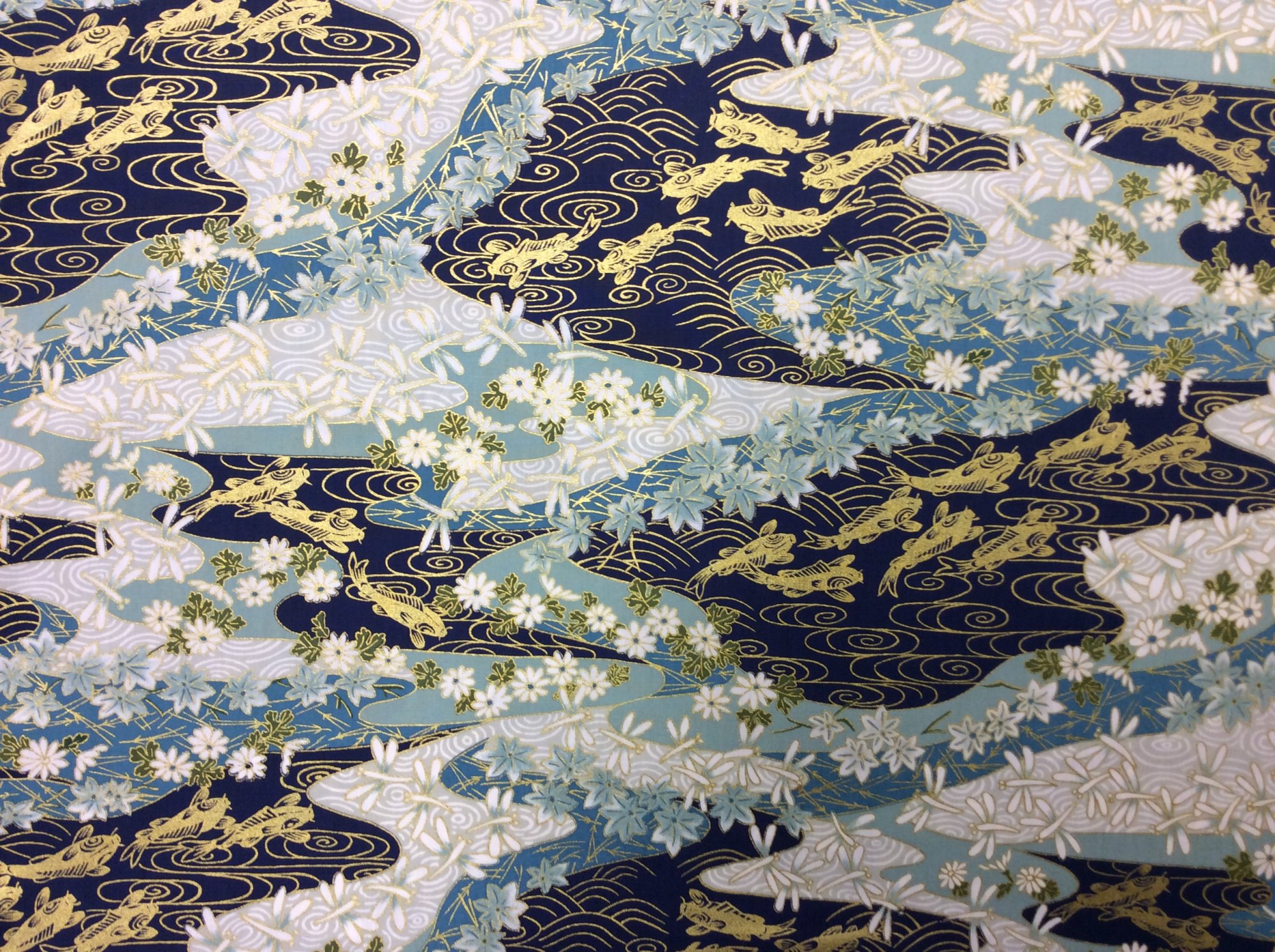 Last Piece! Asian Exotic Dragonfly Koi Fish Japan Navy Gold Japan Asian