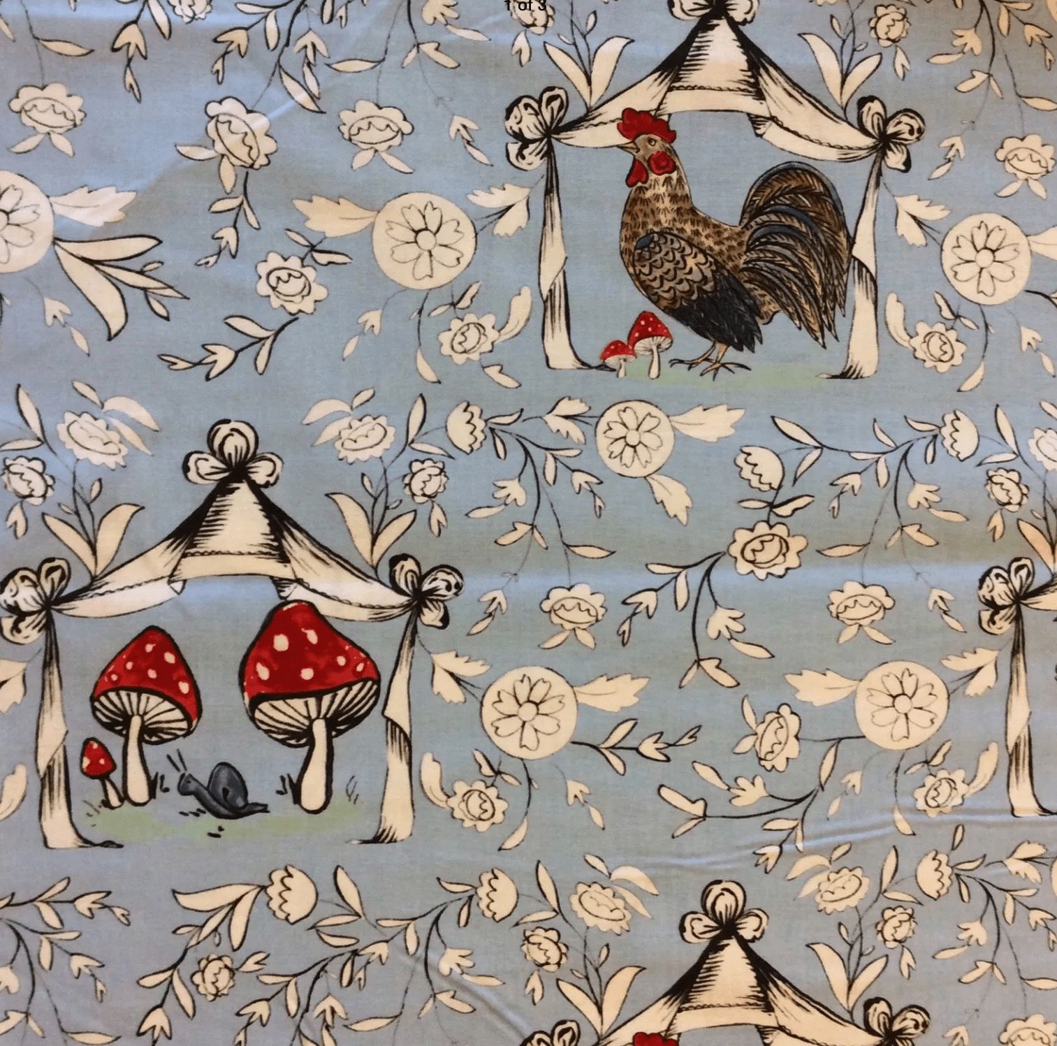 French Country Provincial Roosters Chickens Farm Cotton Quilt Fabric BL12