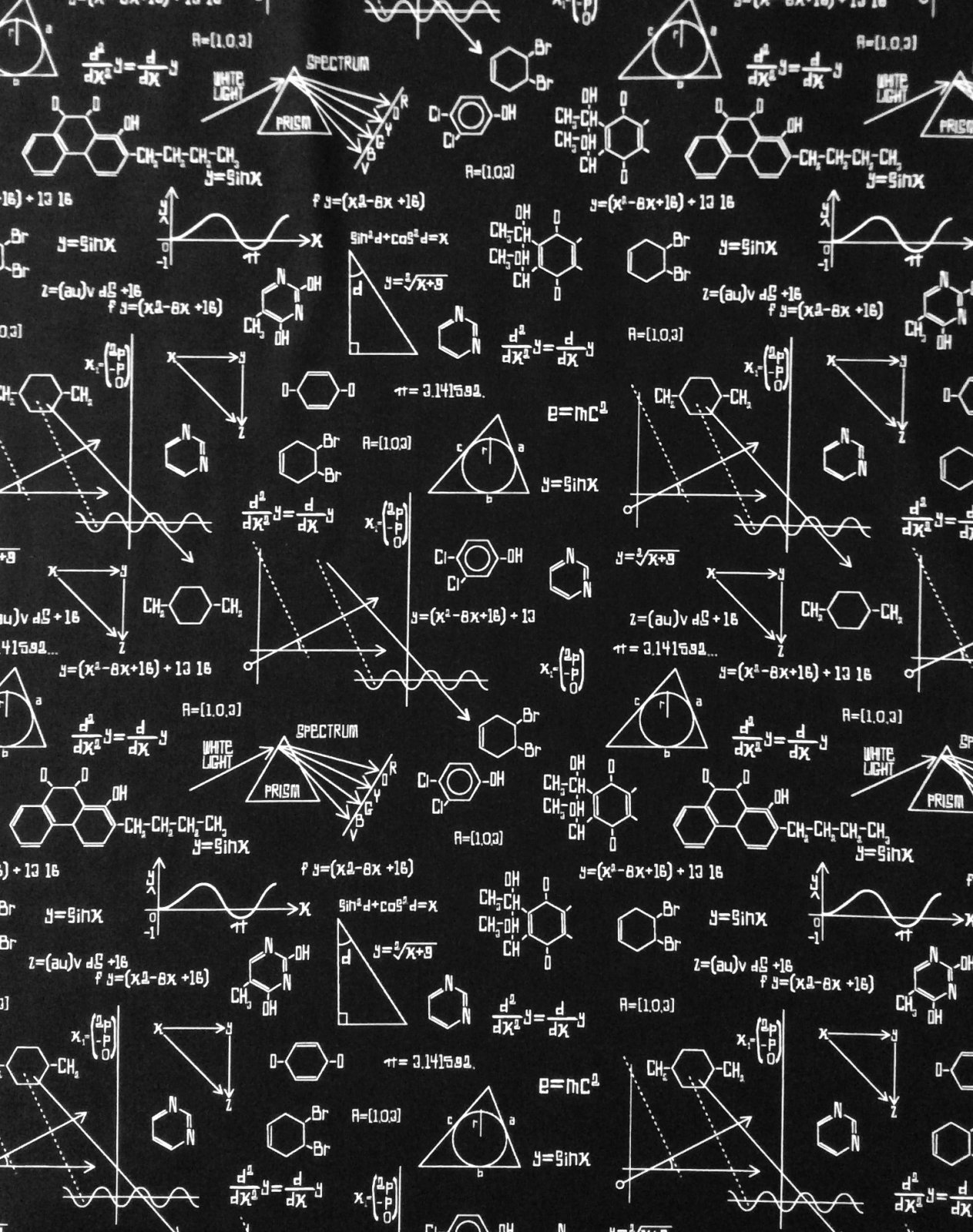 STEM Science Equation Math Science Fair Cotton Quilt Fabric RK220