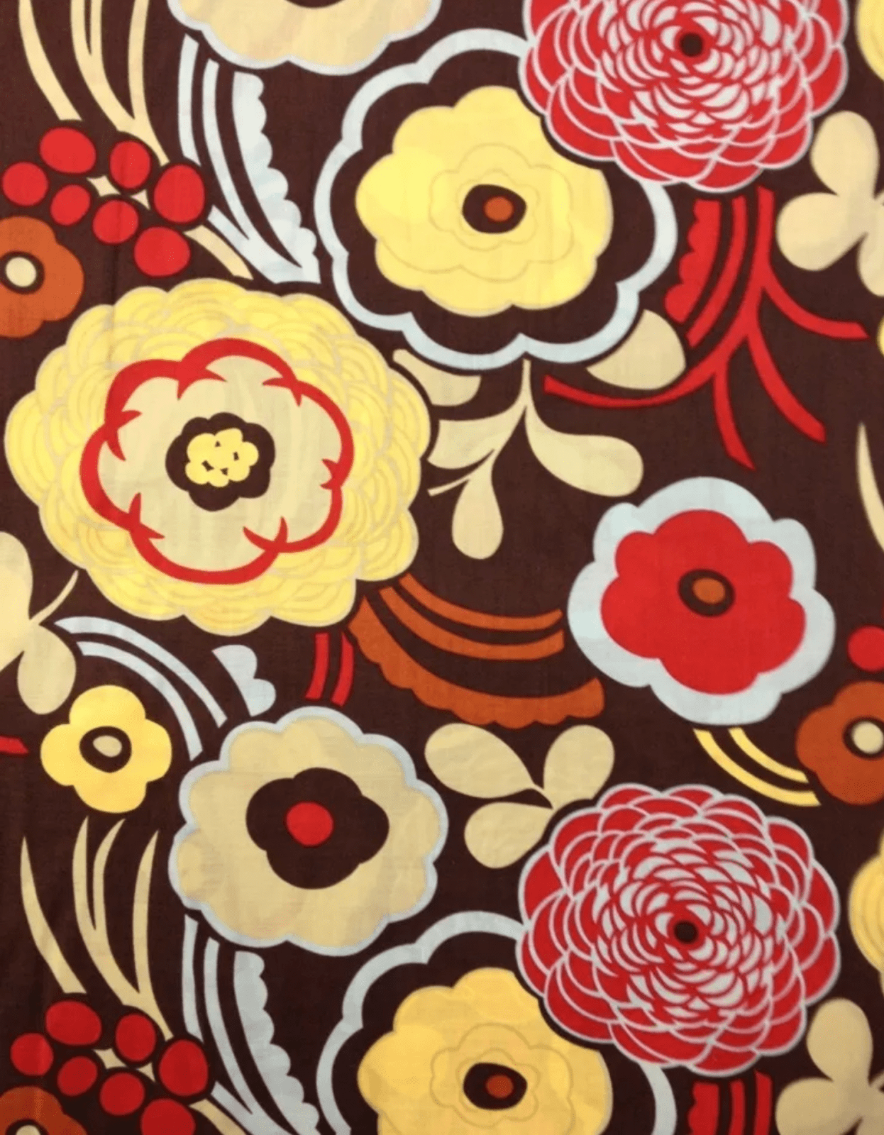 Mocca Alexander Henry FF96 Cotton Lawn Retro Large Flowers Floral