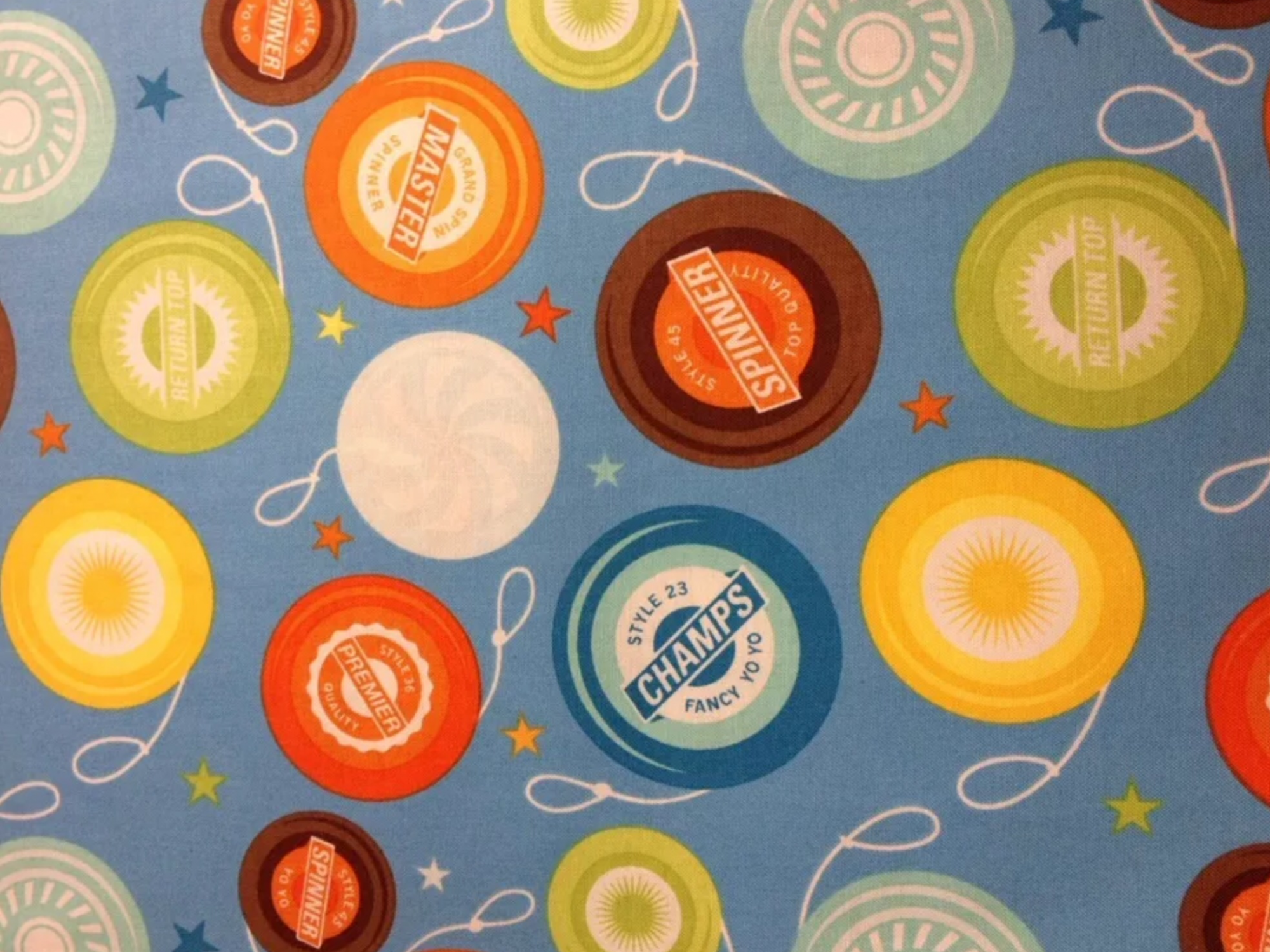 Yo Yo's Toys Retro Blue YoYo Cotton Quilt Fabric RB11