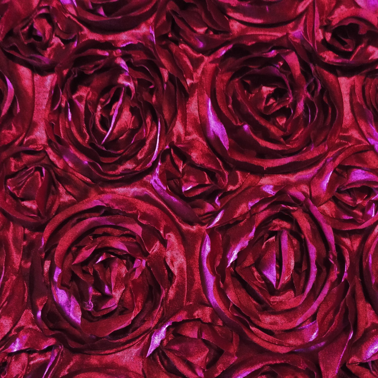 Satin Rose Flower Applique Apparel Fabric Event Fabric Fuchsia KOS007