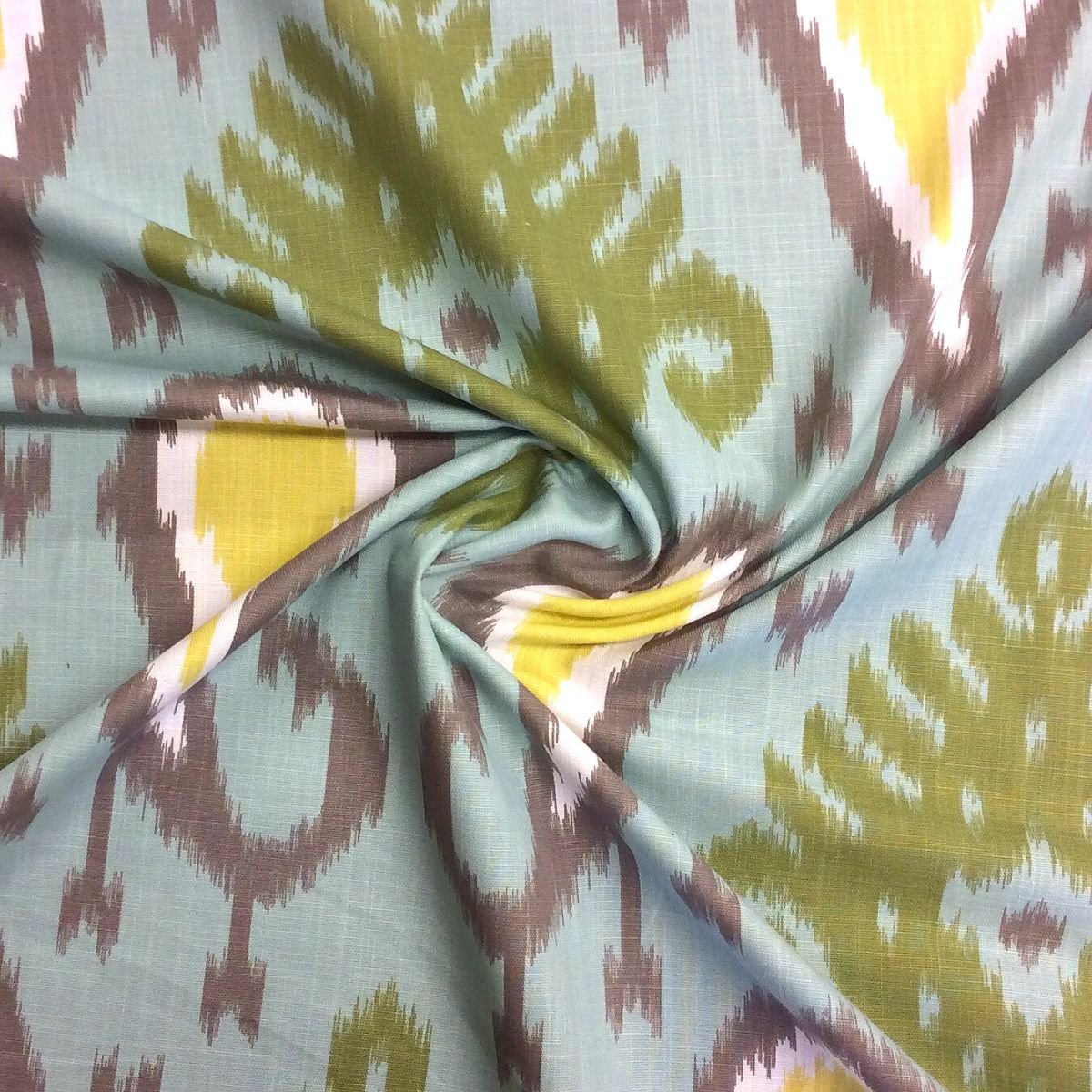 IKAT Tribal Aquamarine Large Scale Heavy Cotton Fabric Drapery Fabric Upholstery Fabric LHD111