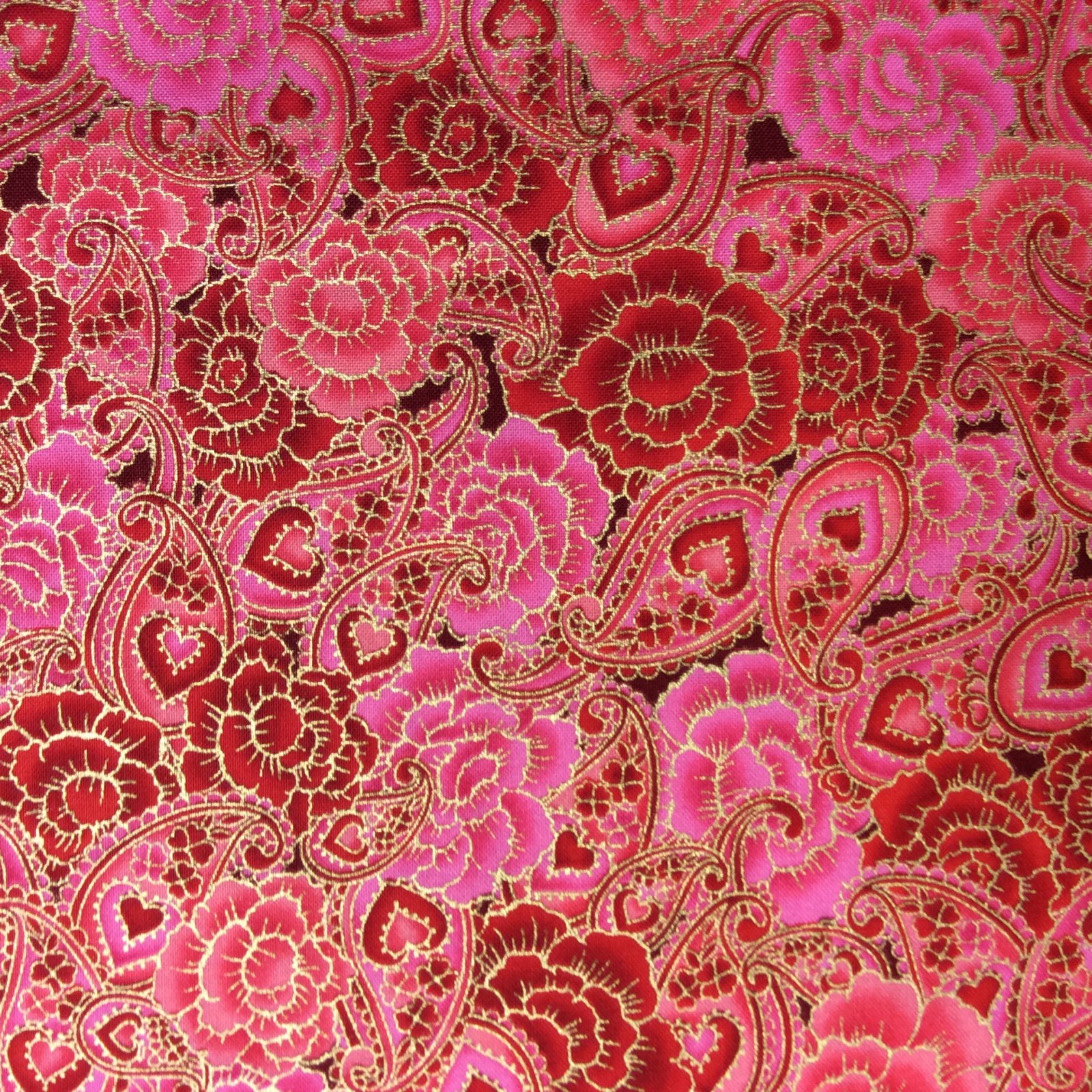 Asian Floral Rose Paisley Japan Love Romance Heart Quilting Cotton