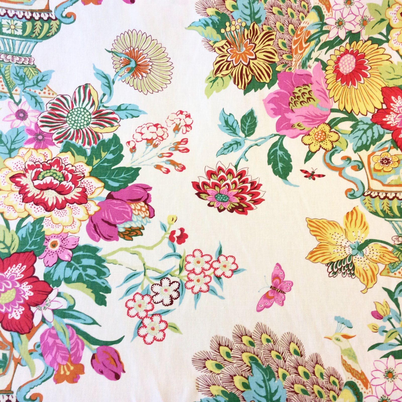 NOR01 Williamsburg Vase Peacock Floral Urn Classic 100 Linen Home