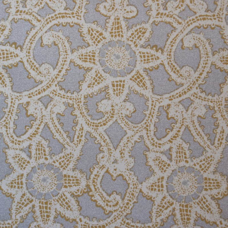 Z OR130 Metallic Silver Lace Geometric Print Drapery Upholstery Home