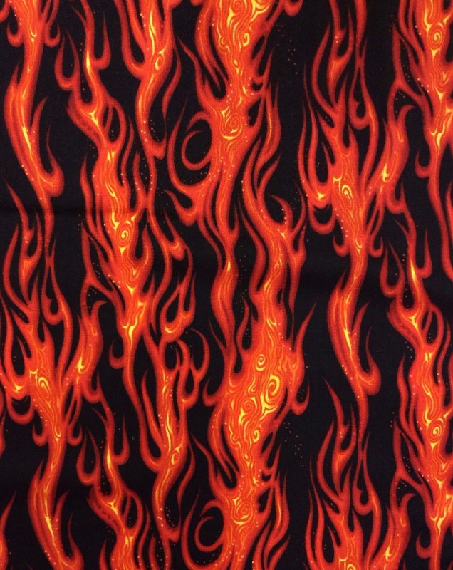 Swirling Glowing Fire Flames Crazy HOT Cotton Fabric Quilt Fabric RK49