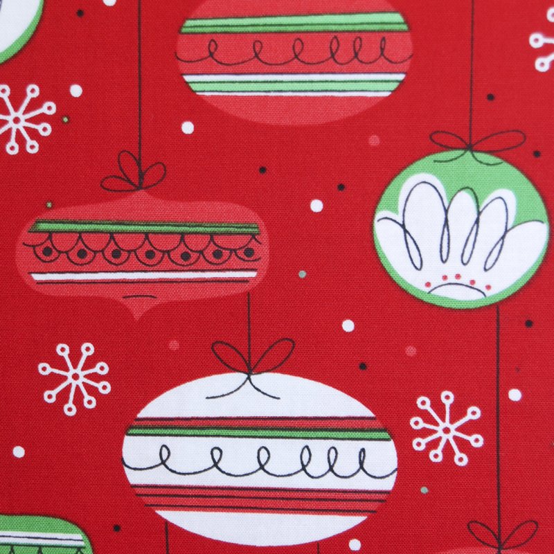 RK82 Christmas Holiday Ornaments Red By the Yard Quilting Cotton Quilt