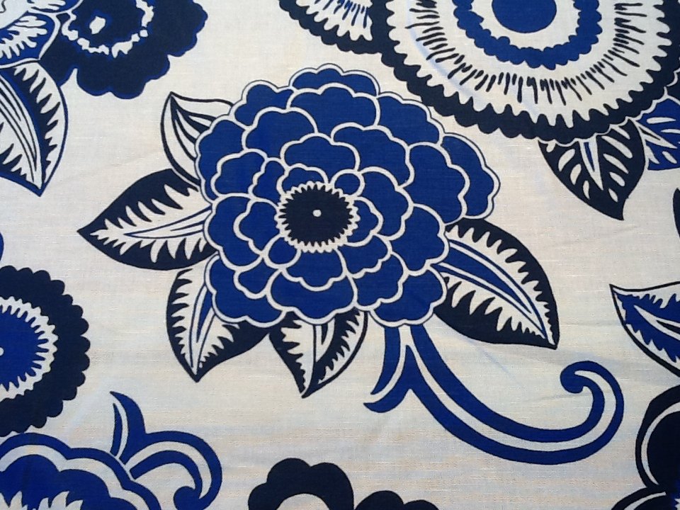 Blue And White Floral Upholstery Fabric Turafebre