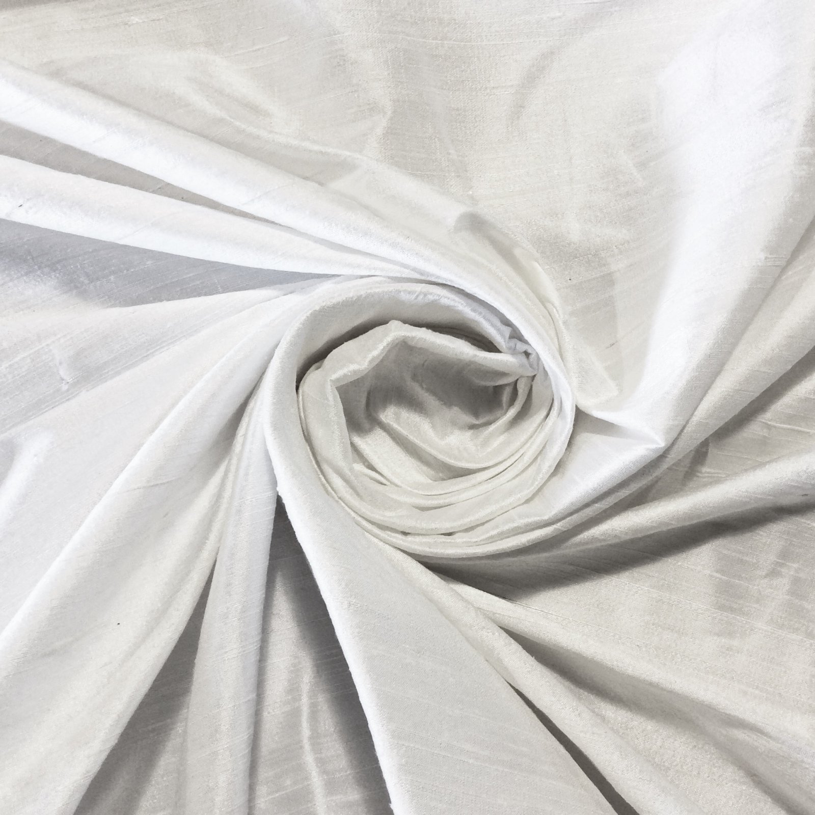 SILK SH10 White Exquisite Hand Woven Dupioni 100 Silk Fabric Drapery
