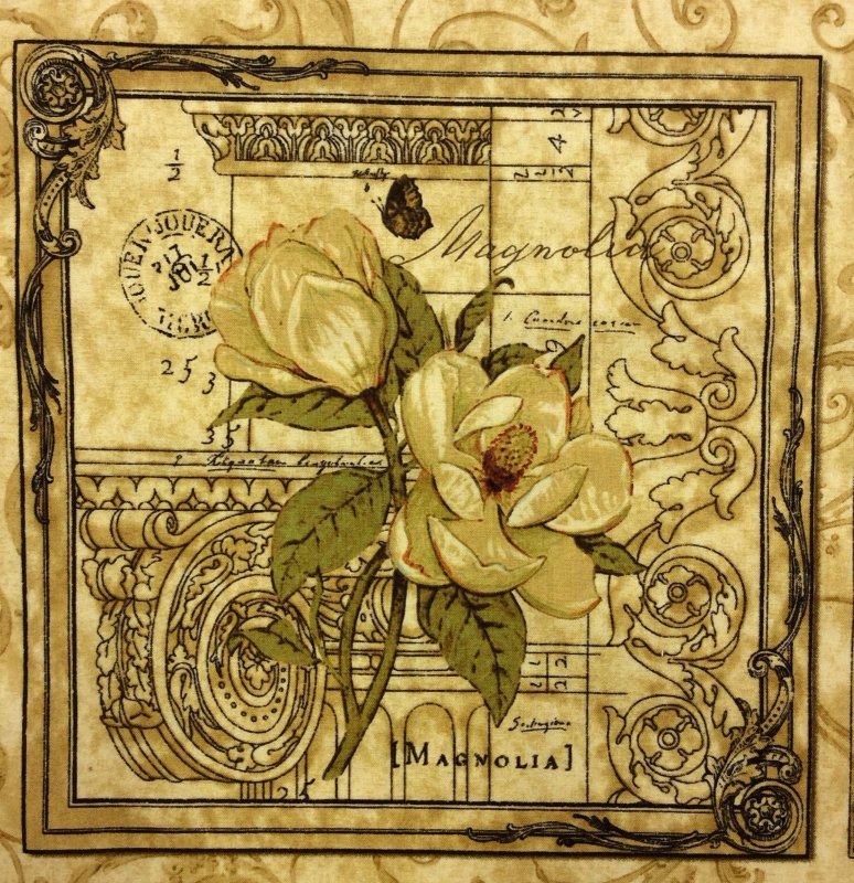 T239 Bird Nature Botanical Illustration PANEL Cotton Fabric Quilt