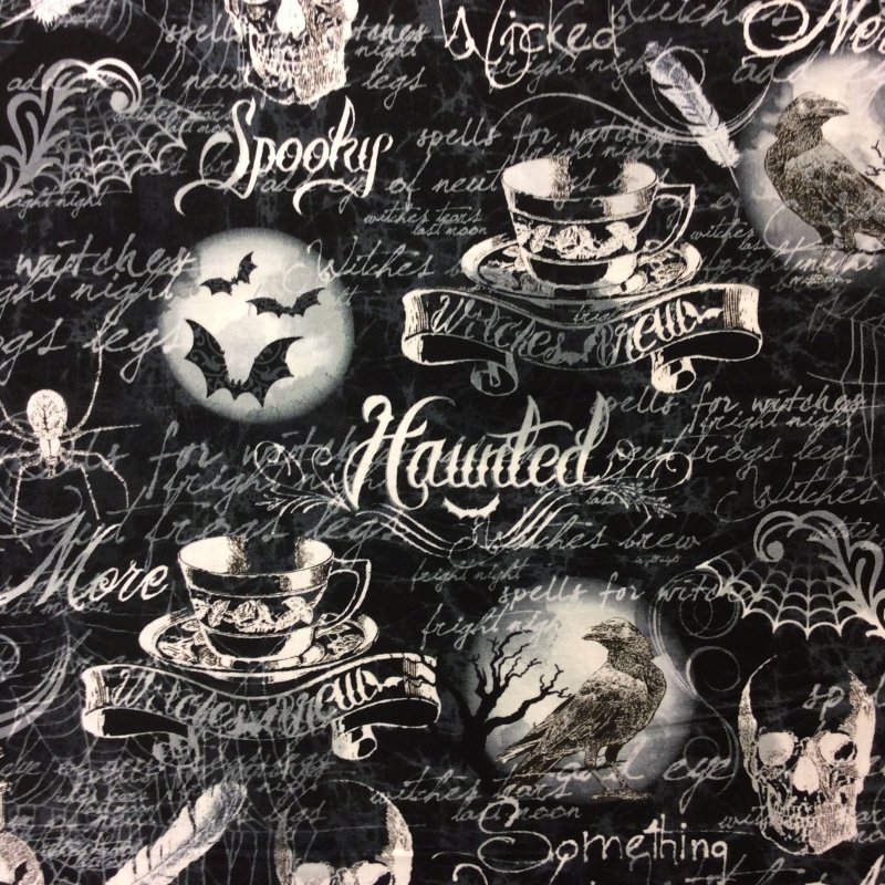 TT61 Gothic Halloween Crow Spider s Spooky Scary Quilt Cotton