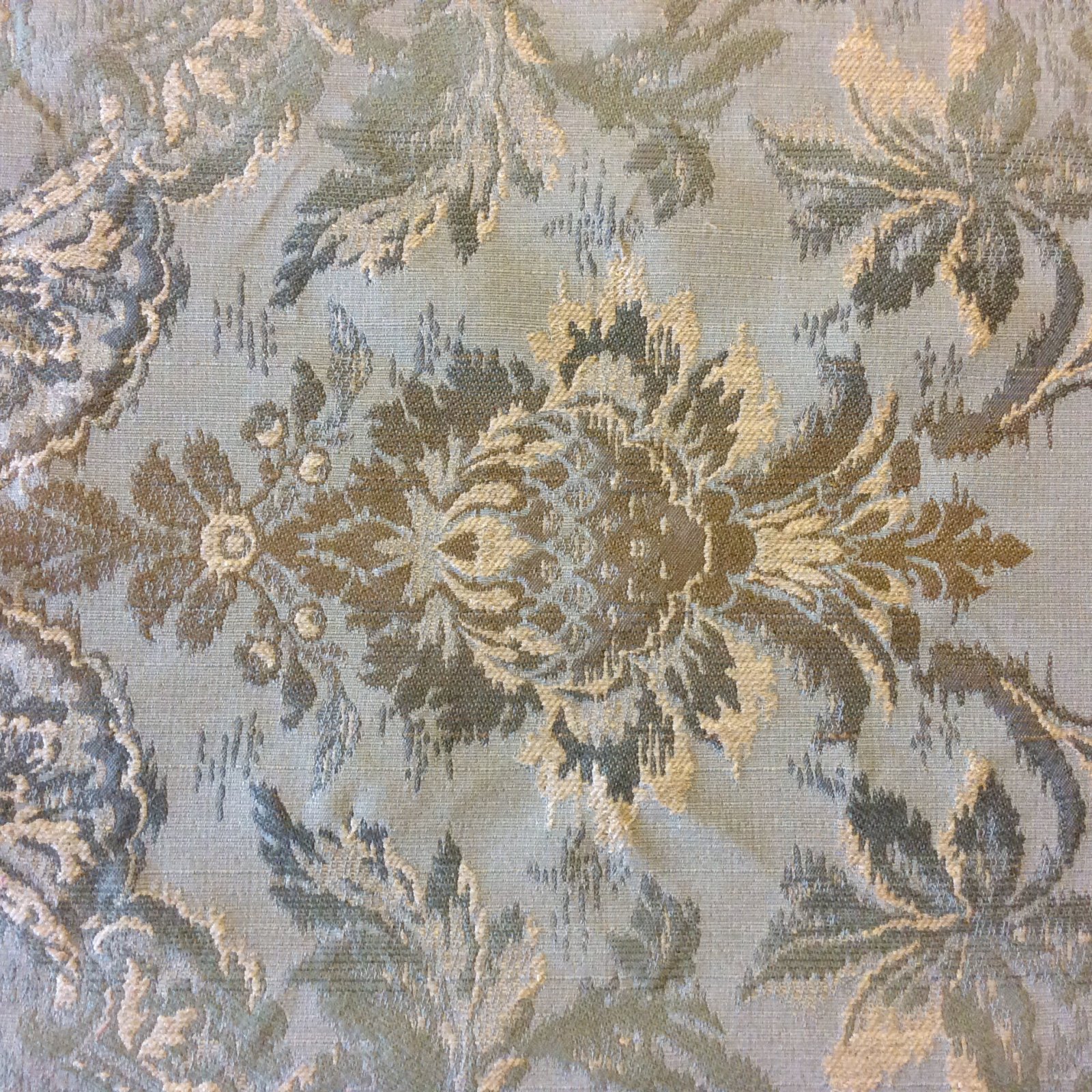 WB29 Italy Tapestry Damask Reversible Green Gold Embroidered Floral