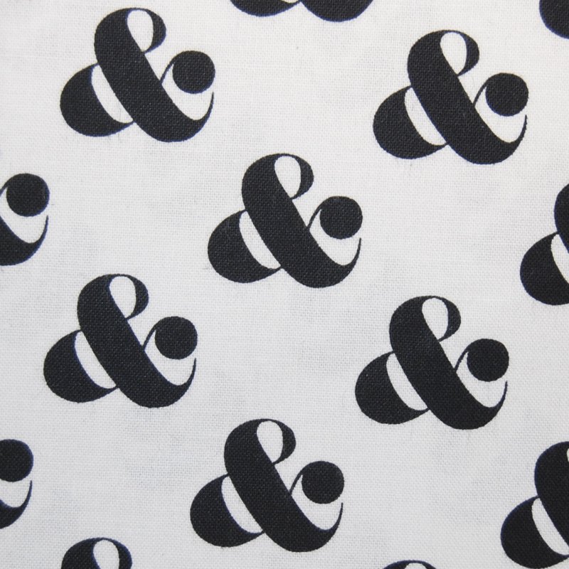 WI38 Ampersand Black and White Directional Quilting Cotton Quilt Fabric