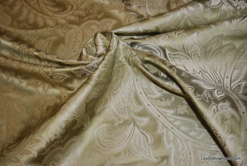 805 Exquisite Mint Sage Green Jacquard Silk Fabric Paisley Damask