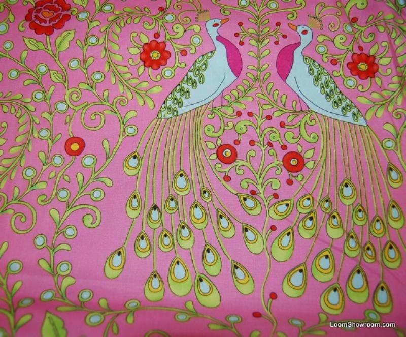 Peacock Monaco Peacock Bird Feathers Flowers Cotton Fabric Quilt Fabric F73