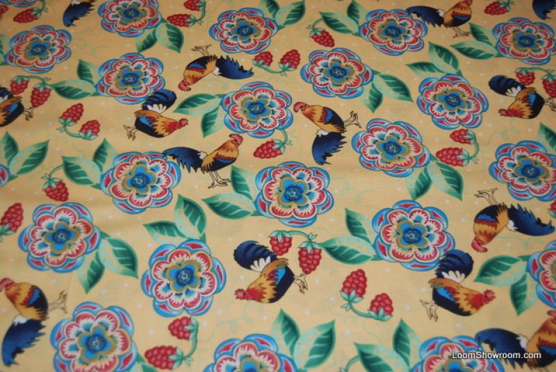 J83 French Provincial Country Farm Rooster Chicken Retro Cotton Fabric