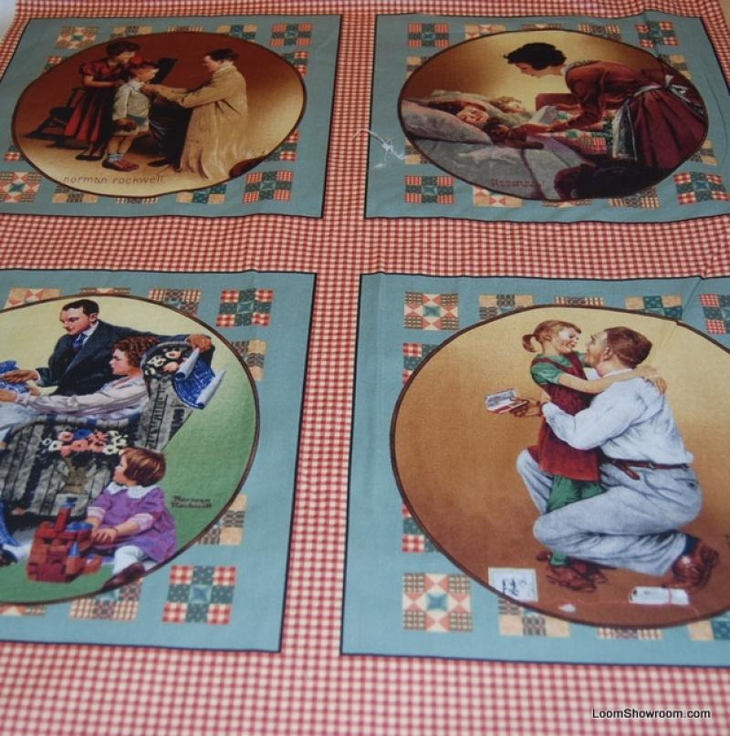 Norman Rockwell Panel Illustrations Vintage Americana Artwork quilt