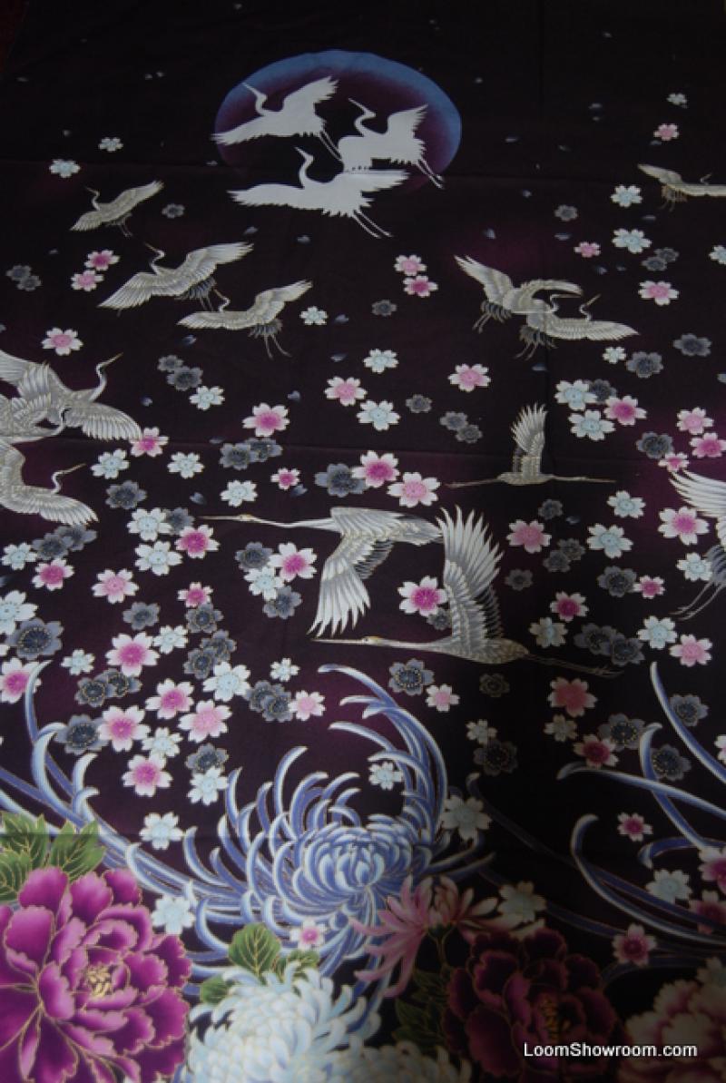 R183 Imperial Oriental Japan China Asia Crane Flower Floral Metallic