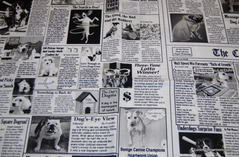Fat Quarter! Canine Chronicles Crazy Newspaper Dog Puppy Quilt Fabric