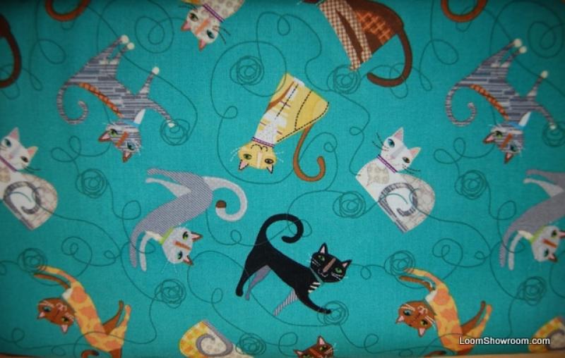 R257 Purrfect Patchwork Cat Kitty Kitten Cotton Fabric Quilt Fabric