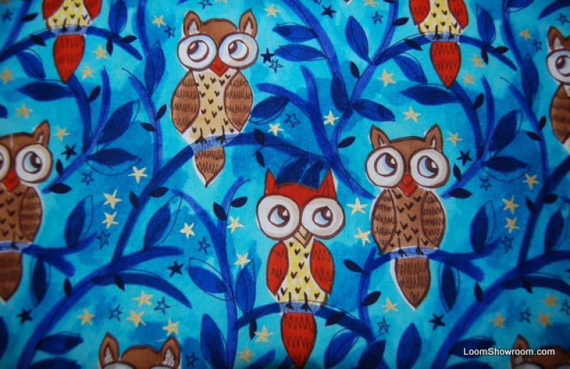 R306 Retro Bird Owl Moonlit Owls Cotton Fabric Quilt Fabric