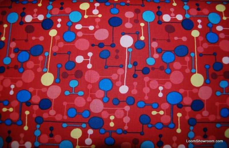 Jay McCarroll Science Molecule Atomic Dots Retro Cotton Fabric Quilt