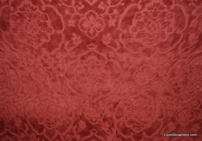 Ralph Lauren Very Heavy Coral Red Velvet Tapestry Cotton Fabric