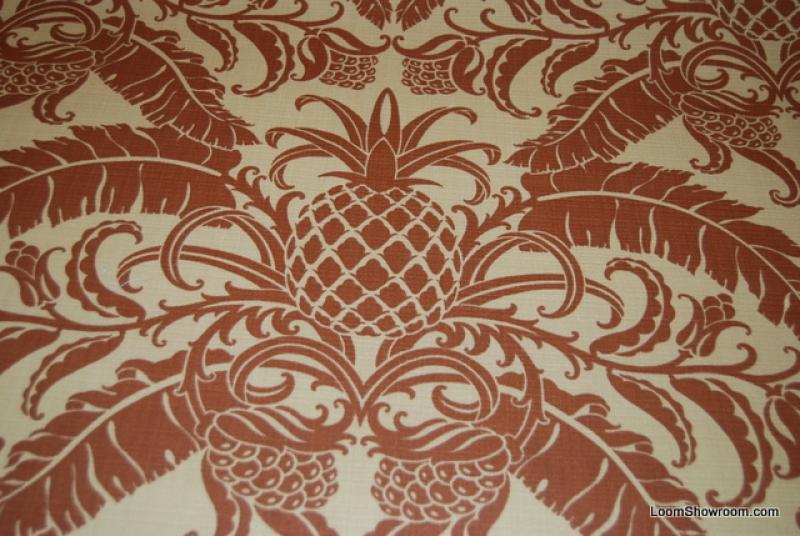 Tommy Bahama Pineapple Damask Print Leaves Design Cream background