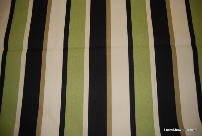 Classic Stripe Green Black and Beige Wide Stripe Outdoor Fabric Sun