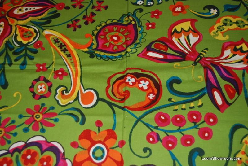 Mariposa Linda Mexico Flower Floral Lime Green Quilt Fabric Cotton