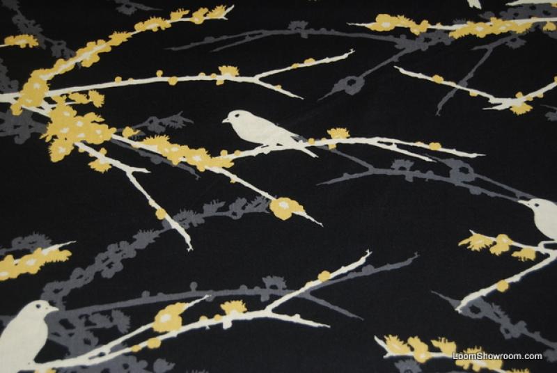 T376 Joel Dewberry Retro Modern Sparrows Bird Silhouettes White Birds