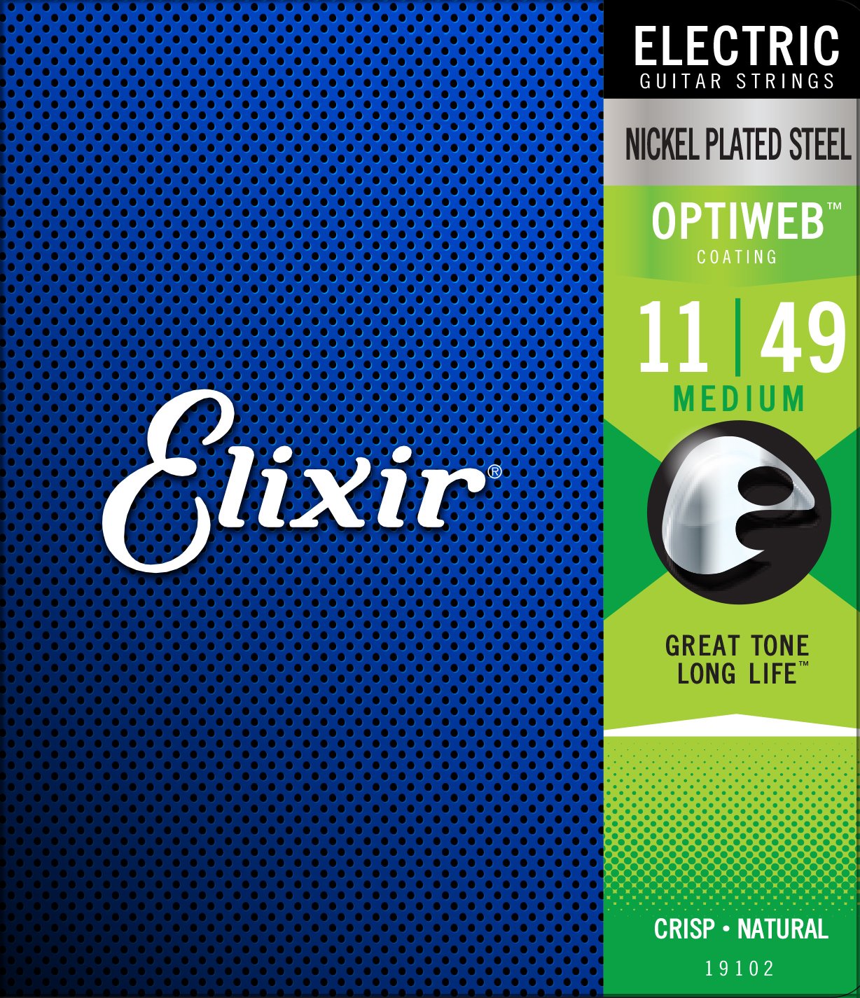 Elixir Nickel Plated Steel 19102 Electric Guitar Strings, OPTIWEB, Medium, 1149 733132191024