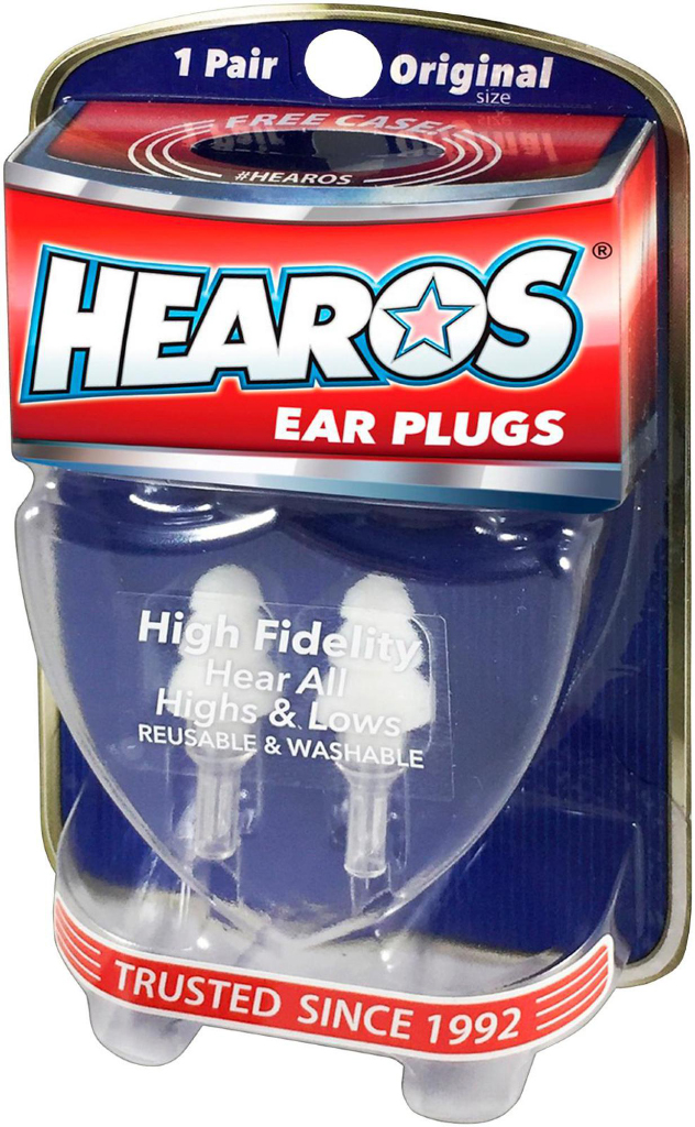 Hearos 211 High Fidelity Ear Plugs with Case, Original Size, 1 Pair