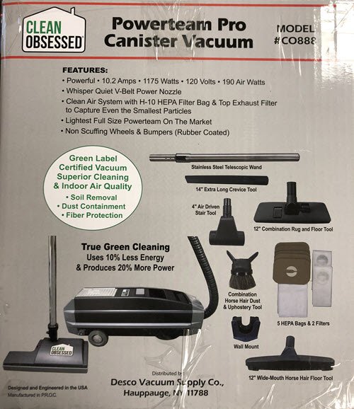 Clean Obsessed Powerteam Pro Canister Vacuum 853642006233