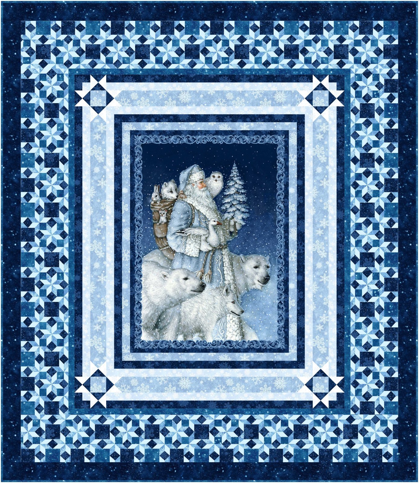 One Winter Night Quilt Kit, Father Christmas Fabric and panel from