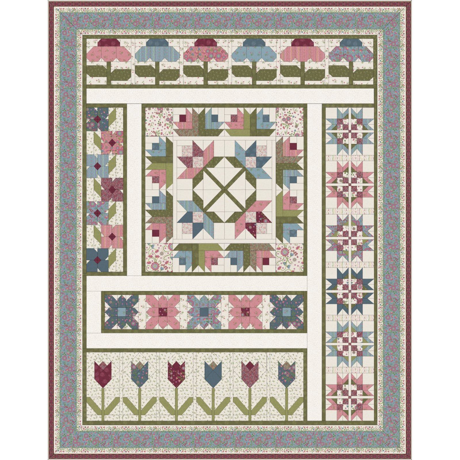 Flower Garden quilt kit by Monique Jacobs for Maywood Studio KITMASFLVBOM 032521