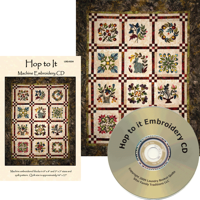 Hop to It, Machine Embroidery CD by Edyta Sitar for Laundry Basket