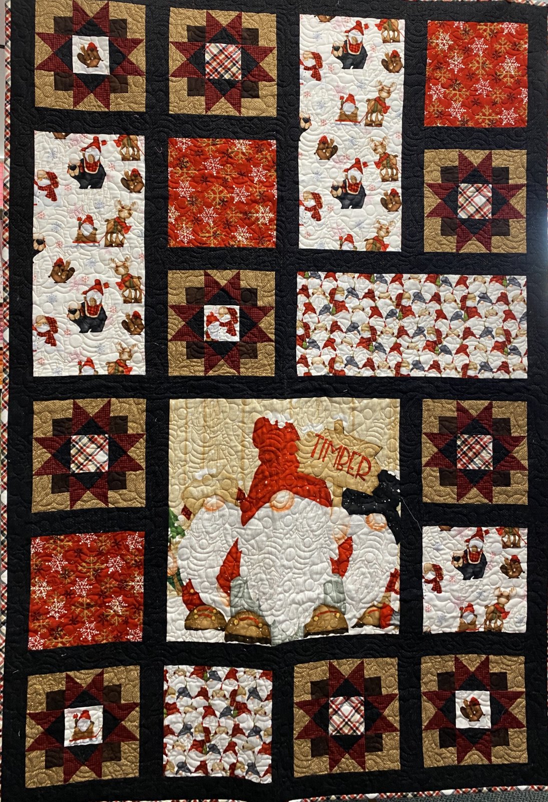 Flannel Christmas Gnomes Quilt