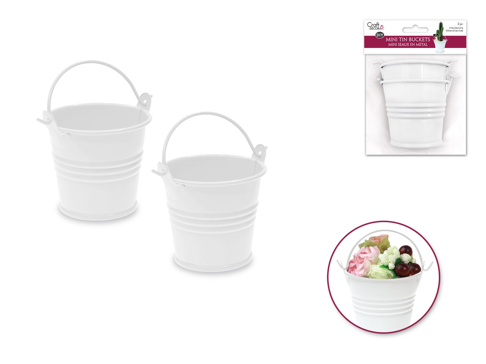 Mini Metal Bucket 2pc White 775749237023