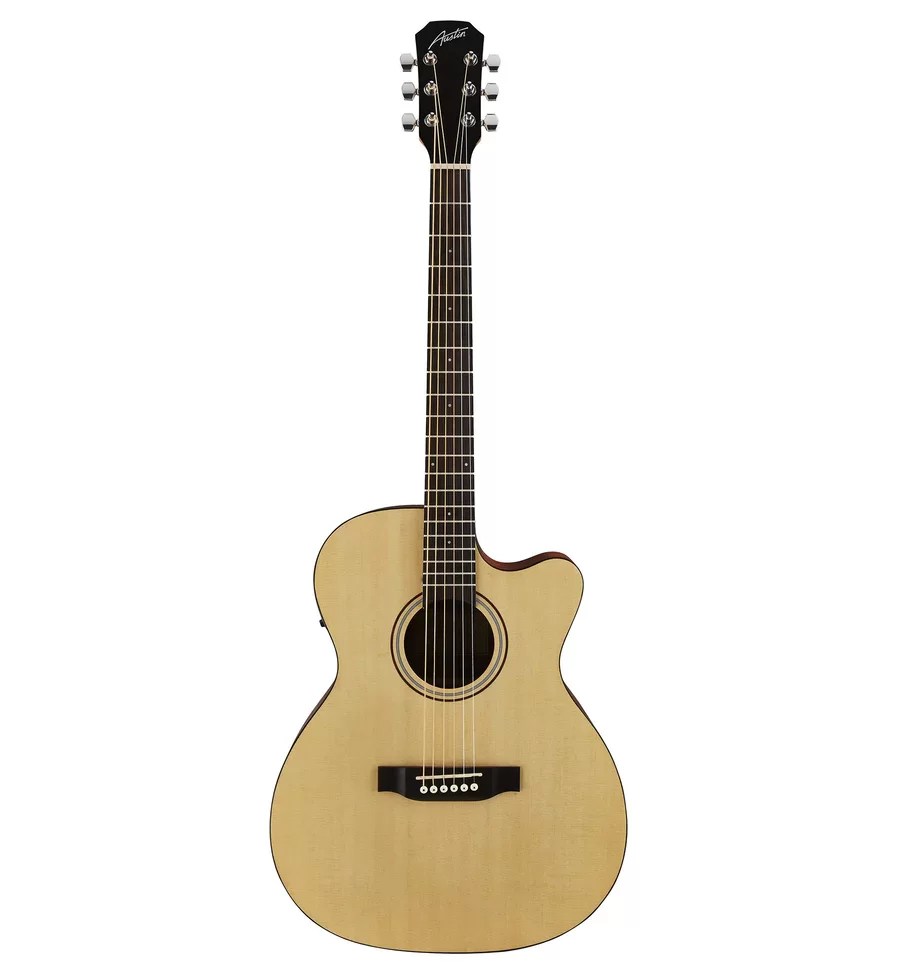 Austin AA25OSEC Satin Natural Folk Acoustic/Electric Guitar