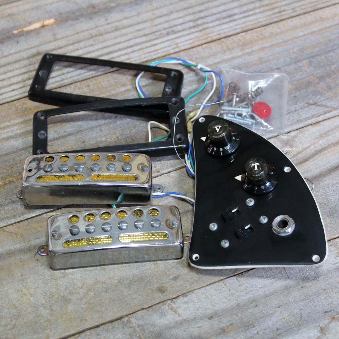 Vintage ('60s) Japanese Gold Foil Pickups (2) with Wiring Harness