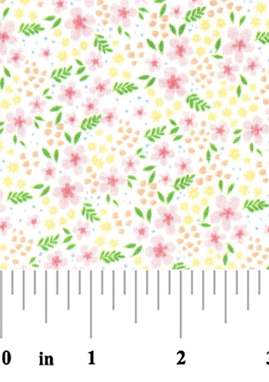 Pink Yellow and Green Floral Fabric 2632