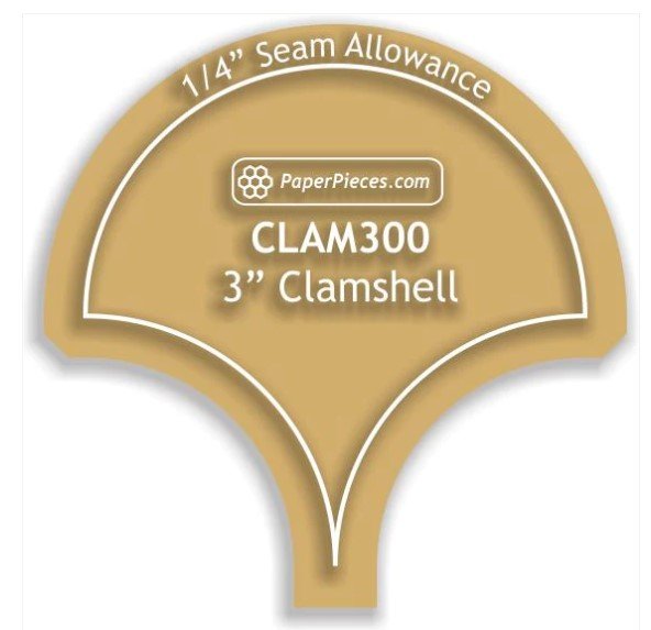 Clamshell Acrylic Fabric Cutting Template 3 Inch