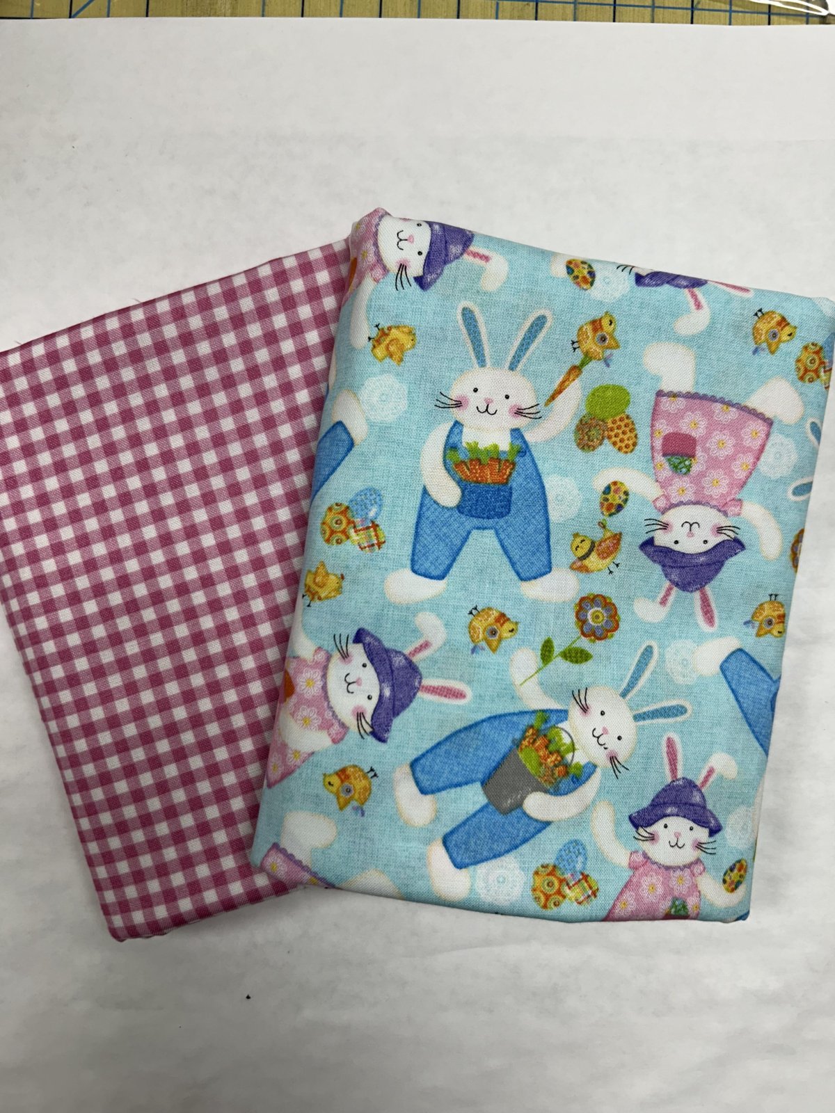Table Graces Placemat or Napkin Kit Bunnies with Pink Gingham