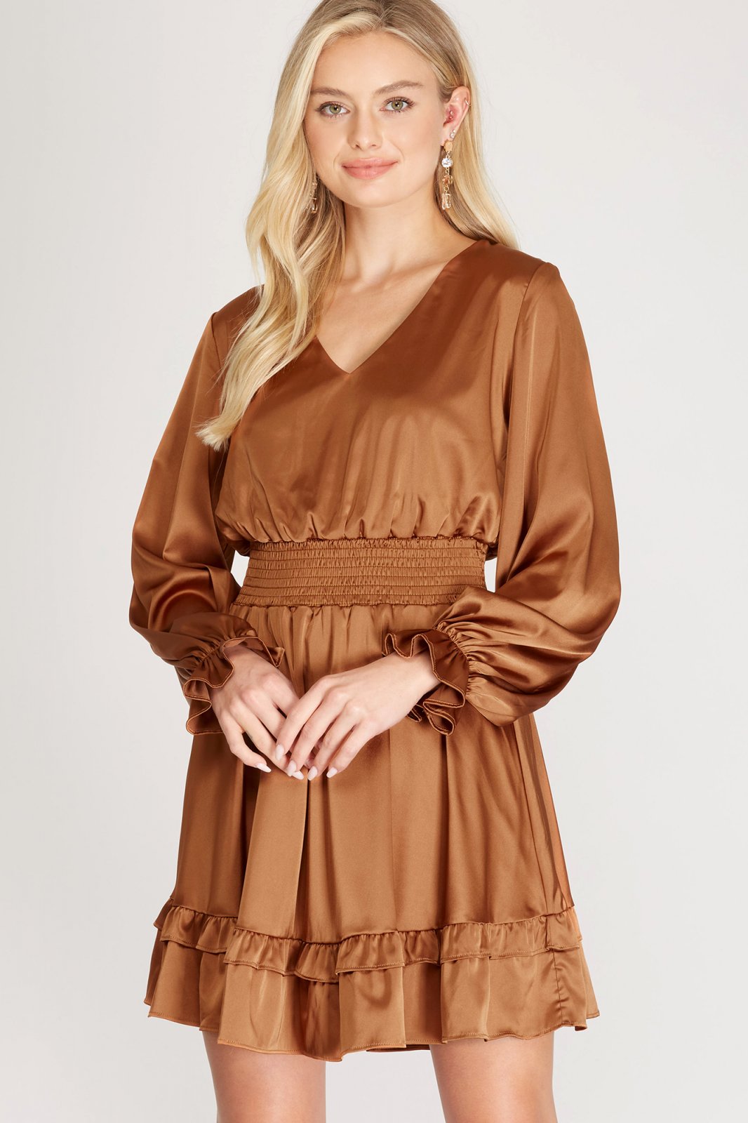 Silvia Satin Dress Bronze