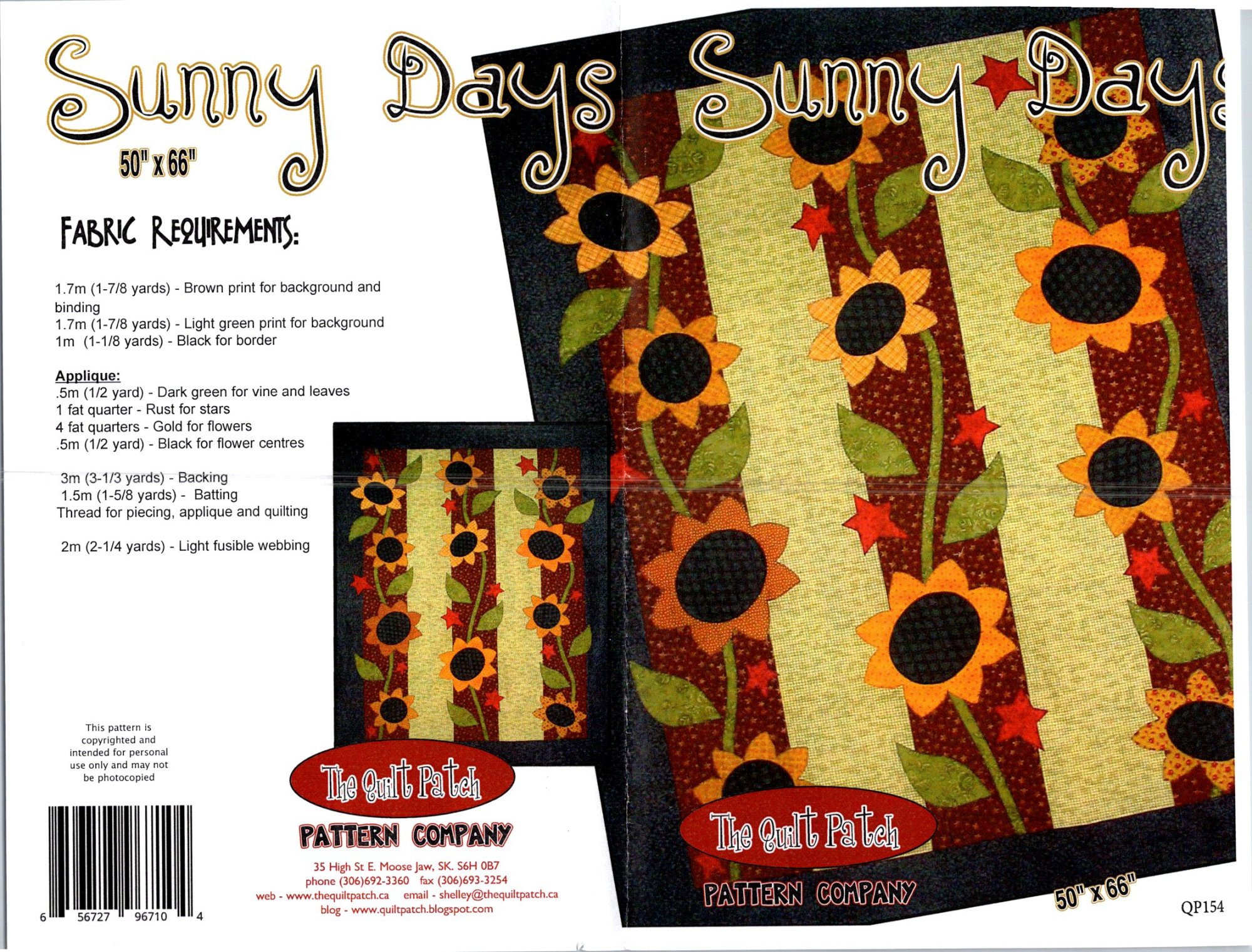 Sunny Days Quilt Pattern 714329586786