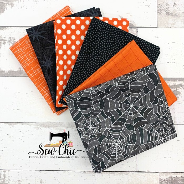 Orange and Black Boo!!! Fat Quarter Bundle 6 fabrics