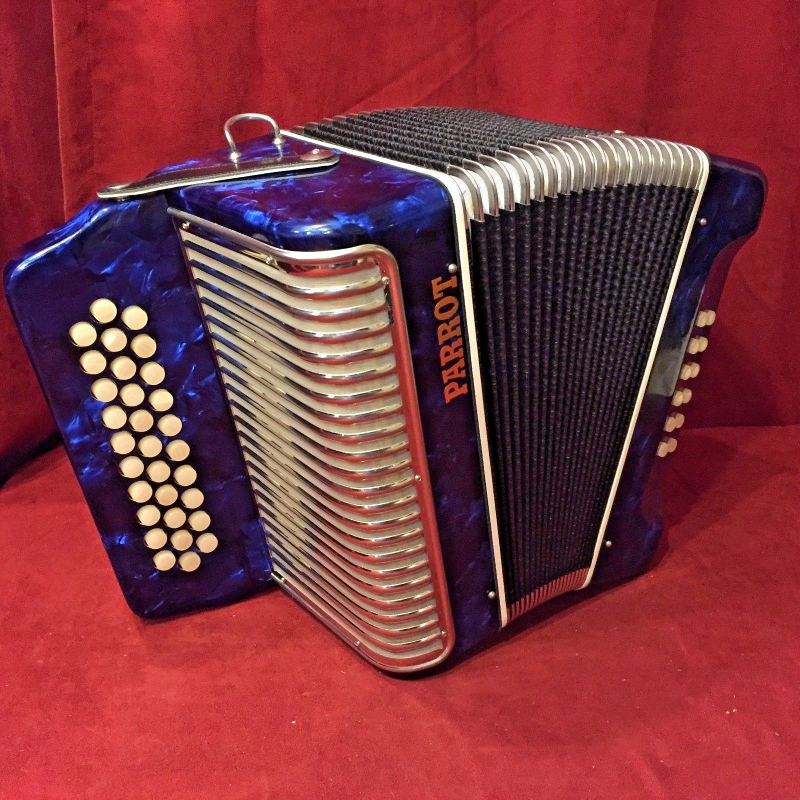 2952 Blue Parrot Falcon Diatonic Accordion FBbEb Fa MM 31 12